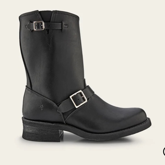 new 9 woman’s Frye engineer 12r boots black leather moto style boot - Picture 3 of 11